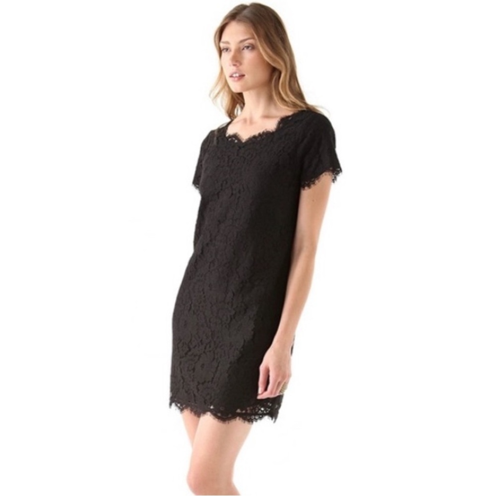 Joie Susina NWT Lace Sheath Dress With Scallop Trim in Black Size S